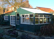 greenhouse and shed