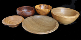 Turned wooden bowls