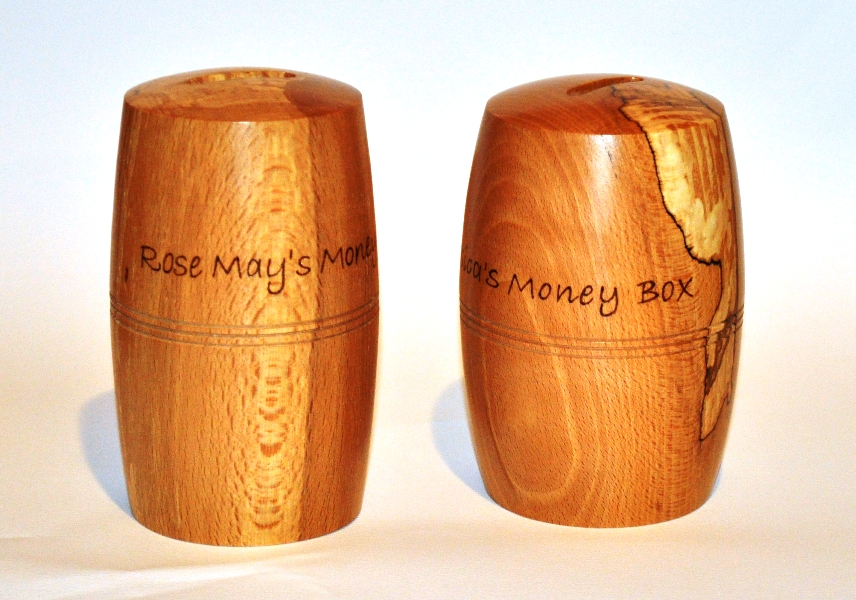 Turned wooden money Box
