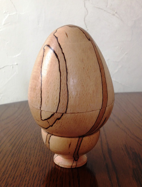 Turned wooden egg box