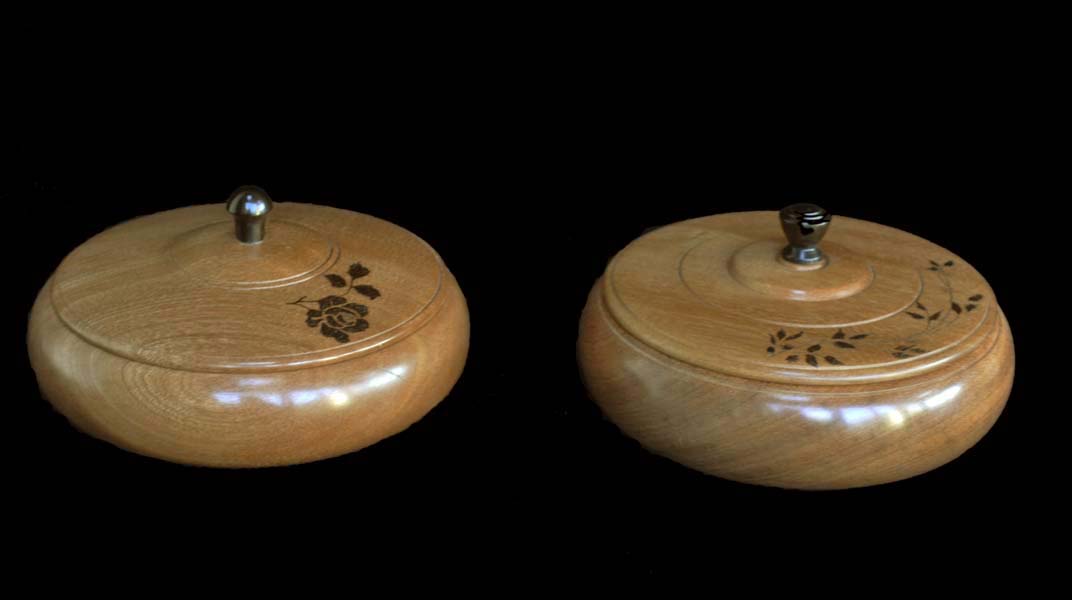 Turned wooden jewellery boxes
