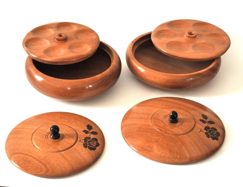 Turned wooden jewellery boxes
