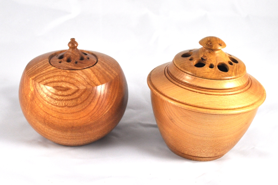 Turned wooden pot pourri holder
