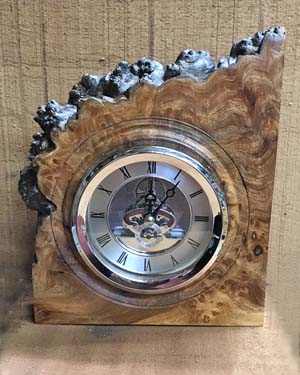 Burr elm mantel clock