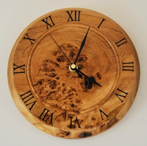 Burr oak wall clock