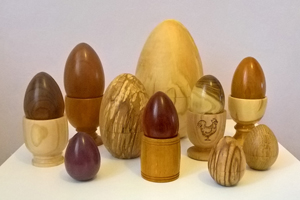 Hand made wooden eggs