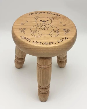 Hand made wooden teddy stool