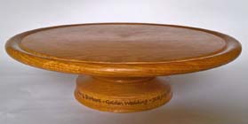 Hand made inscribed wooden cakestand