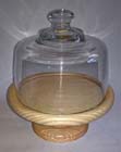 Wood cakestand with glass cloche