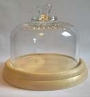 Wood cakestand with glass cloche