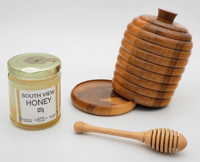 Wooden honey pot
