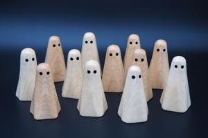 Handmade wooden ghost figures