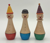 hand made wooden clowns