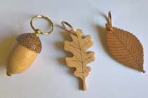 Hand made wooden leaf keyrings