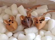 Hand made wooden mice