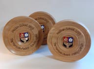 Turned wooden disc trophies
