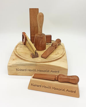 Hand made wooden design technology trophy
