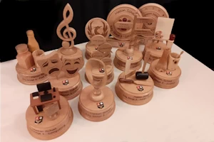 Hand made wooden school trophies