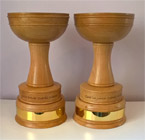 Hand crafted wooden golf cups