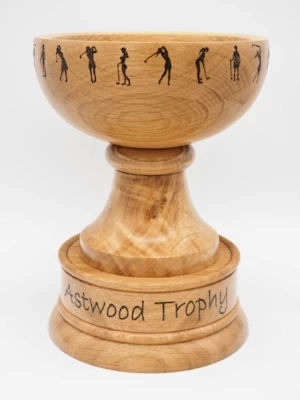hand made wooden golf trophy
