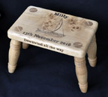 hand made wooden stool christening gift