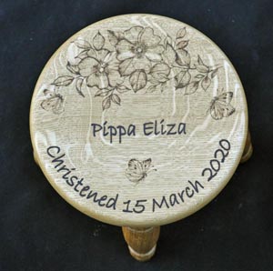 Hand made wooden christening stool