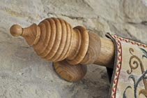 Hand crafted oak wall hanging pole