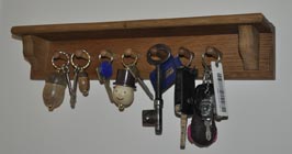 Hand crafted wooden key rack with Shaker pegs