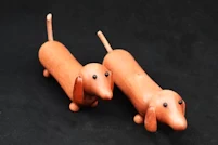 Hand made wooden sausage dogs