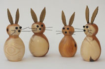 Hand turned wooden bunnies