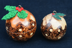 wooden Christmas puds