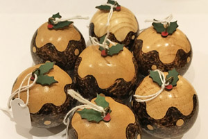 wooden Christmas puds