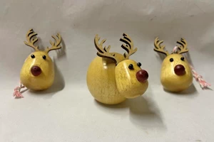 Hand made wooden reindeer ornament