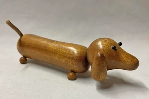 Hand made wooden sausage dog