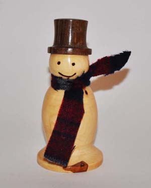 Turned wooden snowman