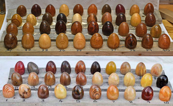 Hand made wooden eggs