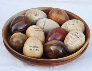 Hand made wooden eggs