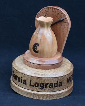 Hand crafted wooden business award - Needle Mover