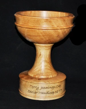 Hand crafted wooden trophy cup