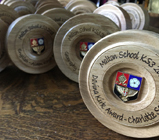 Hand crafted wooden school trophies