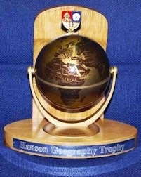 Handmade wooden geography trophy