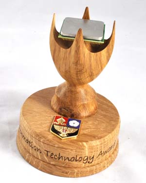 Hand made wooden ICT trophy