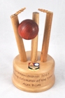 Wooden cricket trophy